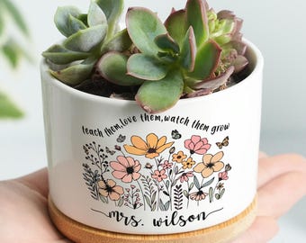 Thank You Teacher Gift, Custom Plant Pot for Teacher, Teacher Appreciation Gift, Gift for Teacher,Teacher Flower Plant Pot, Teacher Keepsake
