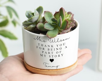 Custom Plant Pot for Teacher, Thank You for Helping Me Grow, Teacher Appreciation Gift, Thank You Teacher Gift, Teacher Succulent Plant Pot