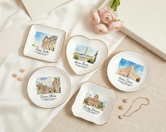 Personalized University Jewelry Dish, Custom College Graduation Gift, School Logo Ring Dish, Graduate Keepsake for Her