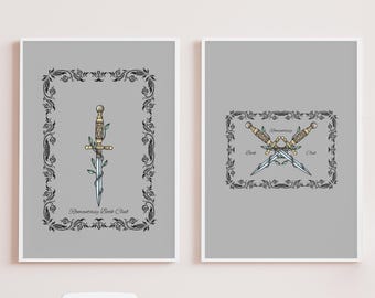 Conjunto de arte mural del club de lectura Romantasy / 2 descargas digitales imprimibles / Decoración de libros de fantasía / Paquete de pósteres de Dark Academia / Regalo para lectores