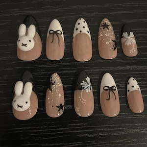 Hand painted Miffy Press on Nails