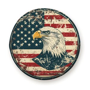 American Flag Spare Tire Cover – Bald Eagle Patriotic Design For Jep wrangler SUV & RV Wheel| Weatherproof with Backup Camera Option
