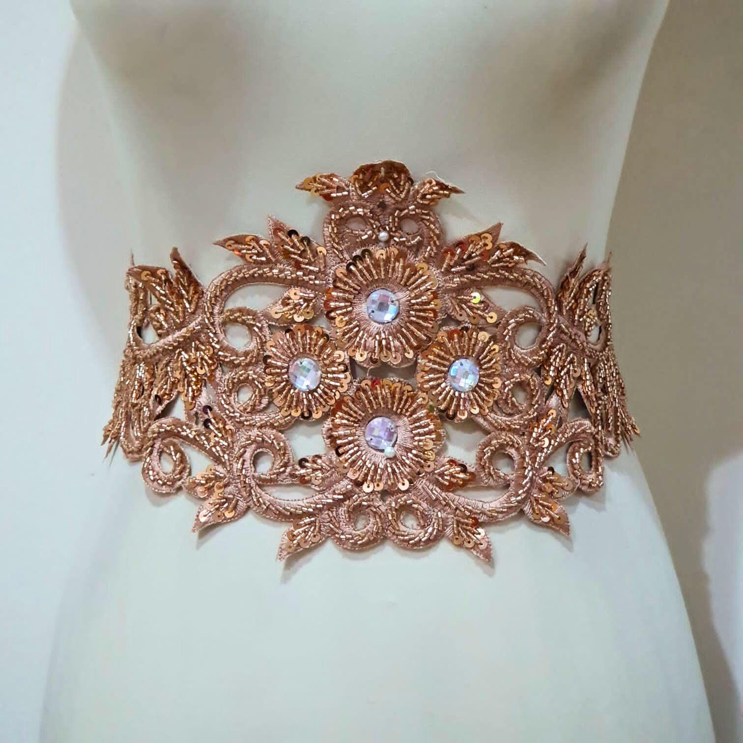 Hand Embroidered Sequins Cloth Obi Belt Sequin Obi Belt - Etsy main image 3