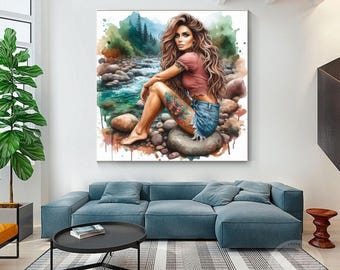 Hochsommer Tag Kunstdruck: Vintage Strandhaus Deko (Digitaler Download)