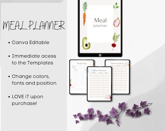 Wochenplaner Canva Template: Rezeptbuch, Digitales Kochbuch (PDF)
