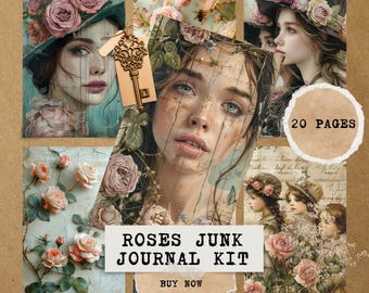 Roses Junk Journal Kit: Vintage Floral Ephemera (Digital Download)