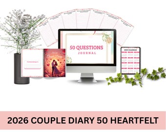 2026 Couple's Diary, 50 Relationship Questions (Canva Template)