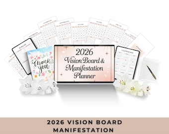 2026 Vision Board & Manifestation Planner, Dream Life Journal (Printable)