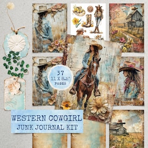 Western Cowgirl Junk Journal Kit Printable Pages Scrapbooking Vintage Ephemera Digital Paper Bundle Cowgirl Junk Journal Paper Cowgirl Horse