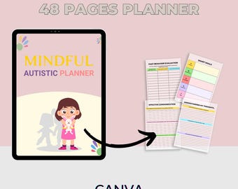 Mindful Autistic Planner: Autism & ADHD Journal, 48 Pages (Canva Template)