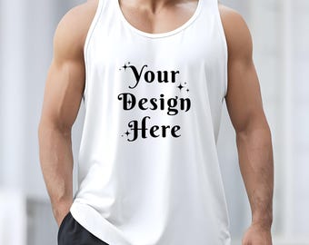 Bella Canvas 3480 Mens Tank Top Mockup, Fitness Apparel (Digital Download)