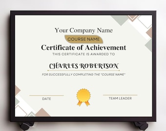Plantilla de certificado de logro editable: Premio imprimible (Canva)