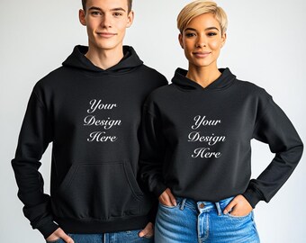 Dri Fit Couple Hoodie Mockup: Long Sleeve UV Protection Performance Hoodie