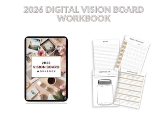 Zeszyt ćwiczeń Digital Vision Board 2026, planer manifestu (do druku)
