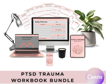 Cuaderno de trabajo sobre trauma por TEPT, ejercicios para el diario de sanación (digital e imprimible)