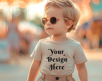 Mockup Bella Canvas Heather Dust-T-shirt voor kinderen (digitale download)
