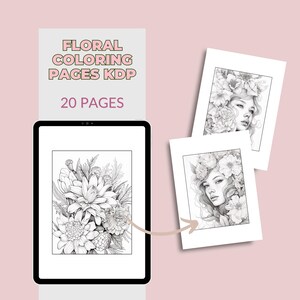 Floral Coloring Pages KDP Adult Coloring Book Flower Coloring KDP Template Coloring Printable Coloring Adult Coloring Book KDP Interiors