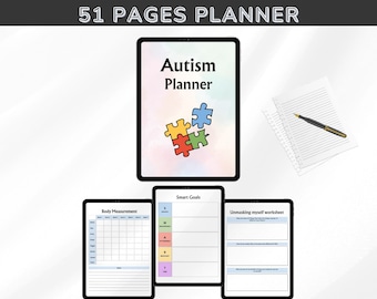 Autismplanerare: 51-sidig redigerbar Canva-mall (digital nedladdning)