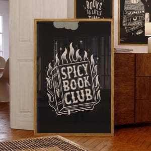 Spicy Book Club Print | Printable Bookish Illustration | Book-Lover Wall Art | Witchy Home Decor | Spooky Download Art | Cliterature Print
