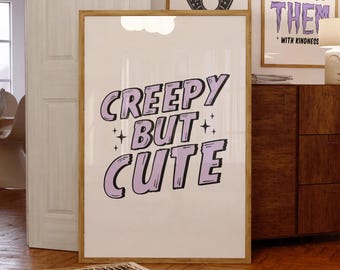 不気味だけどかわいいプリント - すぐにダウンロード - Alt Decor - パステルゴスの印刷可能なアート - タイポグラフィックプリント - ラベンダーライラック