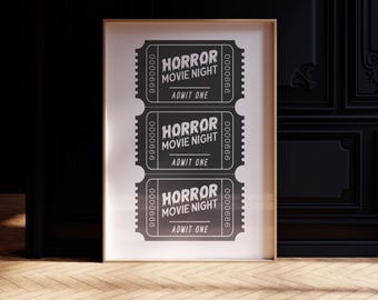 Horror Movie Tickets Print - Instant Download - Alt Decor - Spooky Illustration Wall Art - Horror Fan Art Print