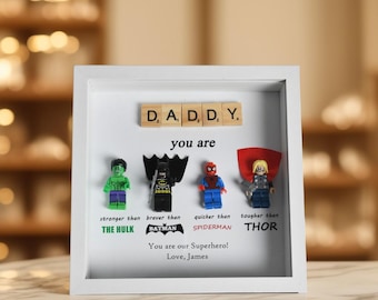 Gifts for dad| 4 superhero figures | Personalised Framed Wall Hanging | Birthday gifts | family anniversary gift