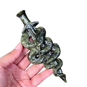5.7“ Natural Green Jade Snake Staff,Quartz Crystal Snake,Crystal Animal,Reiki Healing,Home Decoration, Mineral Specimen,Crystal Gifts 1PC