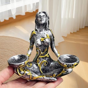 4.5“ Silver Statue Of Goddess Gaia Sculpture,Resin Decorations,Mother Earth Resin Decorations,Goddess Gaia Carved,Gift,Religious Decorations