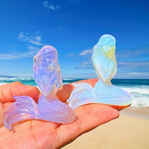 2.5‘’ Opalite Mermaid,Quartz Crystal Mermaid,Crystal Sculpture,Mermaid Collection,Crystal Energy,Home Decoration,Reiki Healing,Crystal Gifts