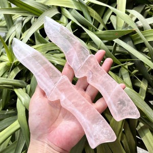 8.6‘’ Natural Hand Carved Rose Quartz Knife, Crystal Knife,Crystal Dagger,Crystal Sword,Reiki Healing,Home Decoration,Crystal Gifts 1PC