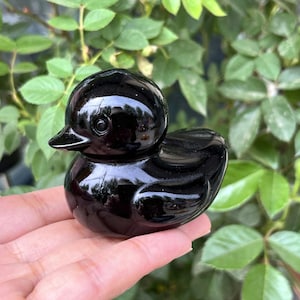 2.5‘’ Natural Obsidian Duck,Quartz Crystal Duck,Black Gemstone Duck,Crystal Animal,Reiki Healing,Home Decoration,Crystal Energy Gifts 1PC