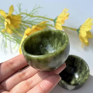 1.9&quot; Natural Green Jade Bowl,Green Jade Cup,Quartz Crystal Bowl,Crystal Cup,Reiki Healing,Home Decoration,Mineral Specimen,Crystal Gifts 1PC