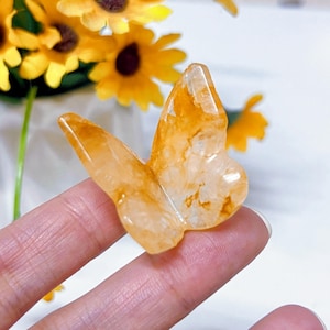 1.1&quot; Natural Golden Healer Butterfly,Quartz Crystal Butterfly,Crystal Animals,Crystal Energy,Reiki Healing,Home Decoration,Crystal Gifts 1PC