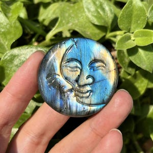 1.5&quot; Natural Labradorite Sun Moon,Quartz Crystal Sun Moon,Reiki Healing,Home Decoration,Mineral Specimen,Crystal Chakra,Crystal Gifts 1PC