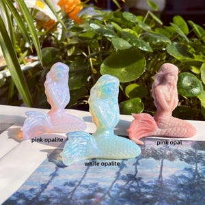 2.5‘’ Opalite Mermaid,Pink Opal Mermaid,Quartz Crystal Mermaid,Crystal Animal,Reiki Healing,Home Decoration,Crystal Energy,Crystal Gifts 1PC