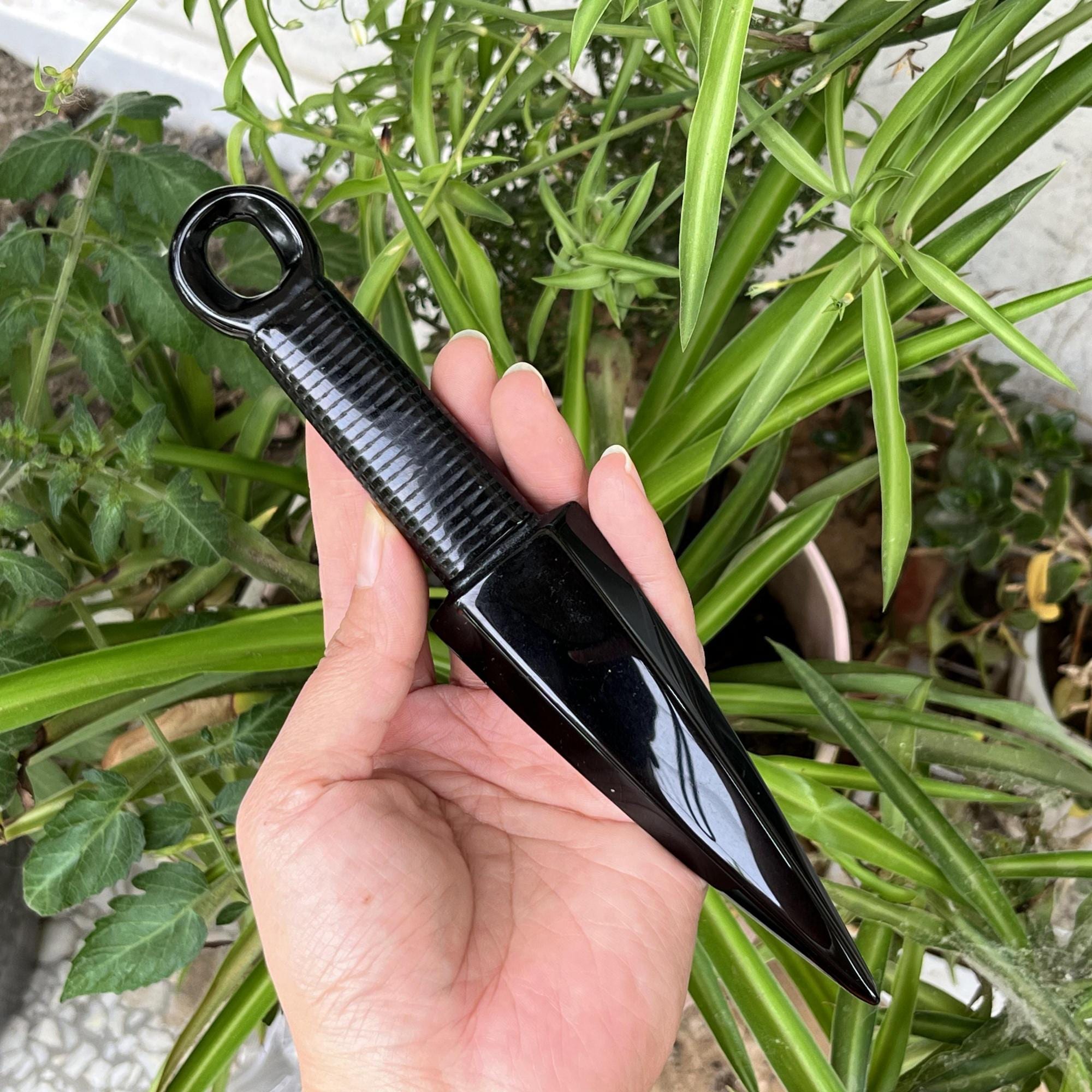 7‘’ Hand Carved Natural Obsidian Knife,Crystal Knife,Crystal Dagger,Crystal Sword,Reiki Healing,Home Decoration,Crystal Energy Gifts 1PC