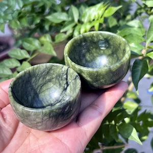 1.9&quot; Natural Green Jade Bowl,Green Jade Cup,Quartz Crystal Bowl,Crystal Cup,Reiki Healing,Home Decoration,Mineral Specimen,Crystal Gifts 1PC