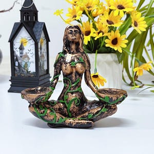 4.5“ Rose Gold Statue Of Goddess Gaia Sculpture,Resin Decorations,Mother Earth Resin Decorations,Goddess Gaia Carved,Religious Decorations