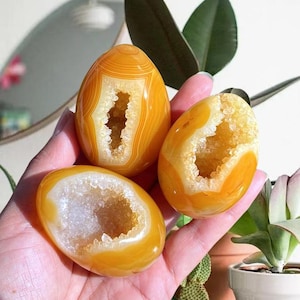 2‘’ Natural Agate Geode Egg,Quartz Crystal Egg,Gemstone Carved Egg,Geode Egg,Reiki Healing,Crystal Chakra,Home Decoration,Crystal Gifts 1PC