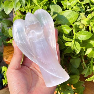 5.1&quot; Natural Hand-carved White Selenite Angel,Quartz Crystal Angel,Reiki Healing,Rock,Home Decoration,Mineral specimen,Crystal Gifts 1PC