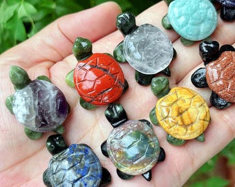 Figurine tortue en cristal de quartz sculptée à la main, art de la tortue vintage, décoration de pierres précieuses curatives 1 PC