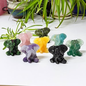 2.1“ Natural Quartz Crystal Elephant,Hand Carved Gem Elephant,Crystal Animal,Reiki Healing,Chakra,Rock,Home Decoration,Crystal Gifts 1PC