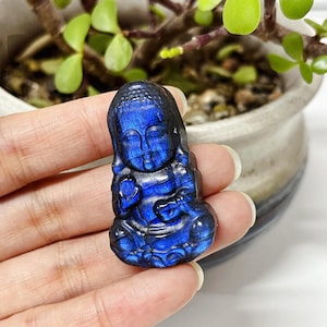 1.7“ Natural Labradorite Buddha,Quartz Crystal Buddha,Mineral Specimen,Reiki Healing,Home Decoration,Crystal Chakra,Crystal Energy Gifts 1pc