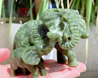 瑪瑙ジオード象の彫刻：天然クリスタルレイキヒーリング装飾