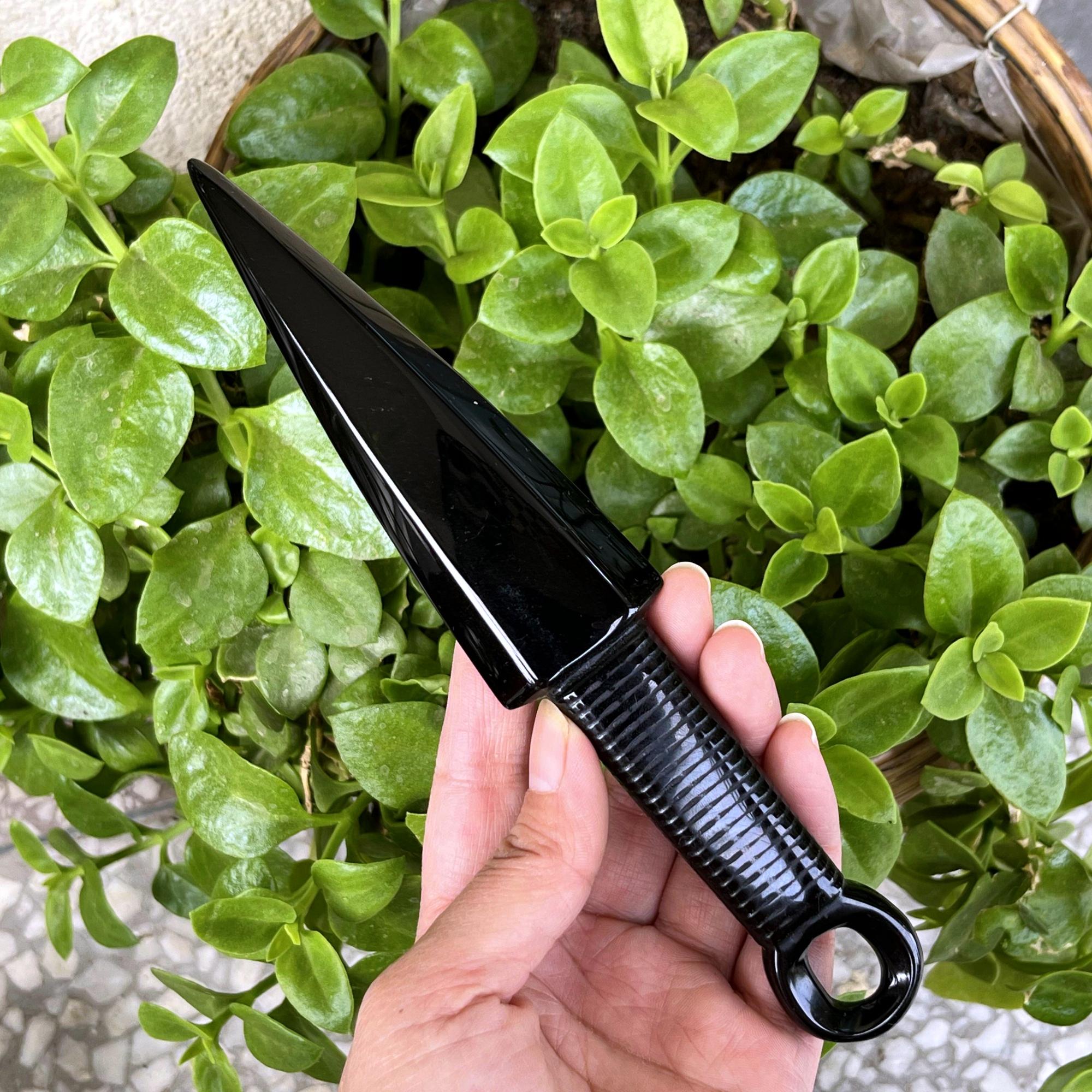 7‘’ Hand Carved Natural Obsidian Knife,Crystal Knife,Crystal Dagger,Crystal Sword,Reiki Healing,Home Decoration,Crystal Energy Gifts 1PC