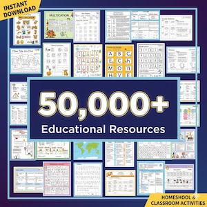 Pacchetto di attività didattiche per bambini: fogli di lavoro stampabili per la scuola parentale (PLR/MRR)