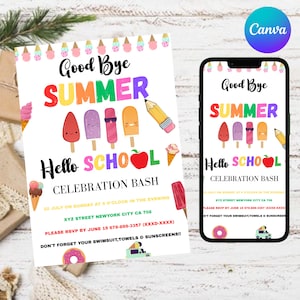 Back To School Bash Party Invitation, Party Invitation, End of Summer Party, Back To School, Editable School Event Invite, Canva Editable