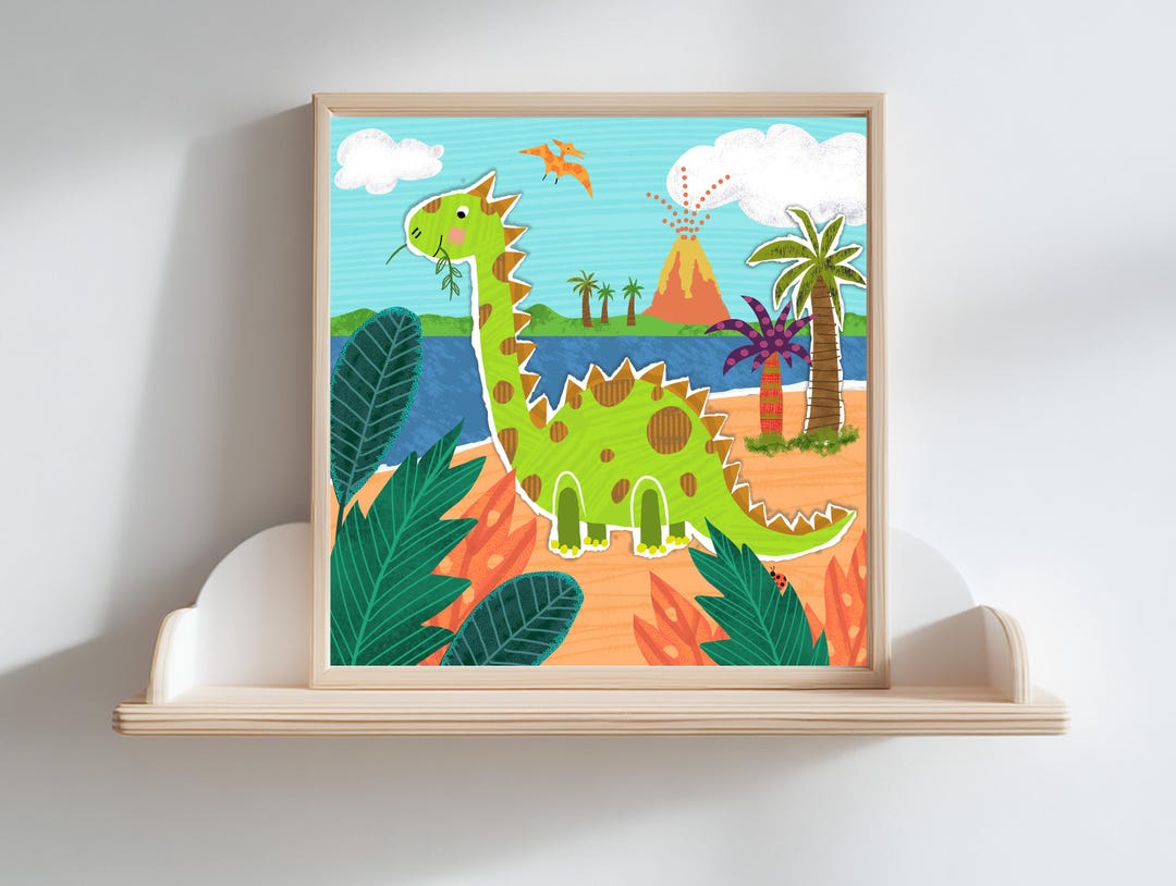 Dinosaur Nursery Art Print | Prehistoric Kids Wall Decor | Gender ...