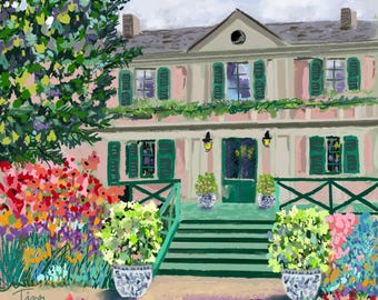 Monets Giverny Kunstdruck | Französischer Country Impressionismus | Geschenk für Reiseliebhaber