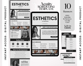 Modelo de Acuidade Minimalista Modelo de Agendamento de Acuidade para Esteticista Site de Esteticista Site de Reservas de Luxo Modelos de Canva para Esteticista